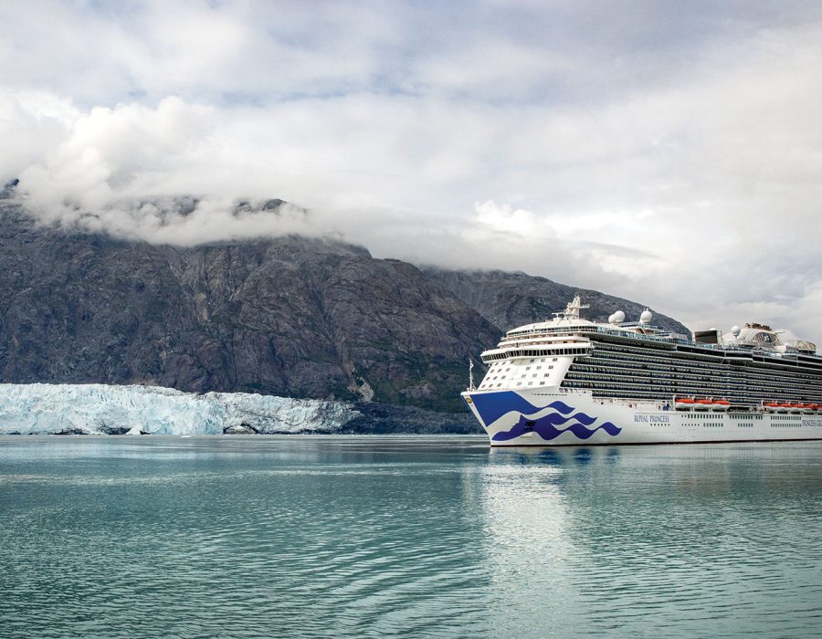 Princess Cruises Royal Princess near a glacier in Alaska